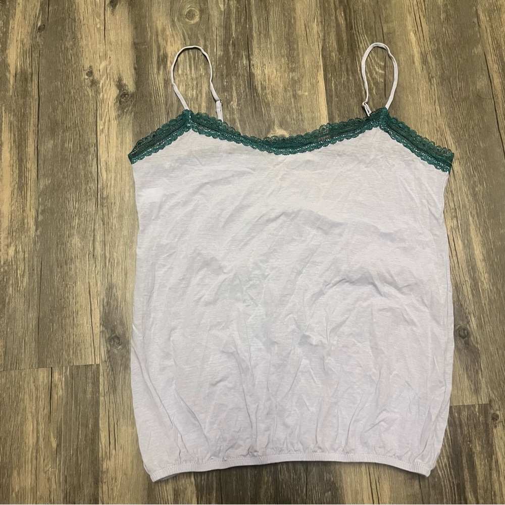 Araks Women's Blue and Green Lace Trim Top size large